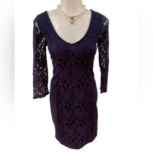 Abercrombie & Fitch Women’s Navy Blue Lace Accents Bodycon Dress SZ M